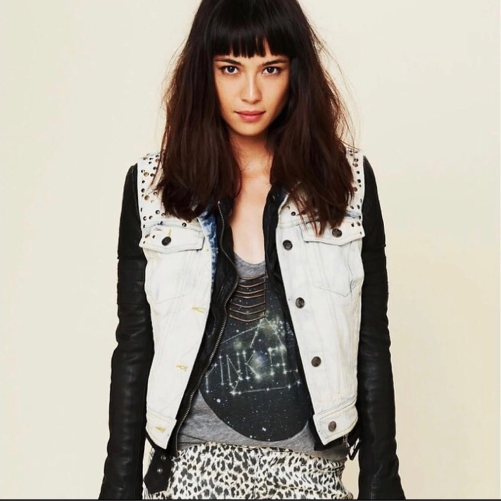 Free People Distressed Denim Vest - Size Medium